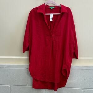 J. Crew NWT Women’s Large Women's Vibrant Red Blouse top 3/4 sleeve